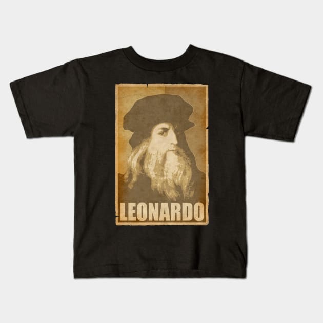 Leonardo Da Vinci Propaganda Poster Pop Art Kids T-Shirt by Nerd_art